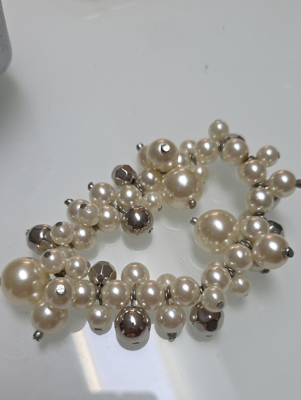 Elegant Pearl Cluster Bracelet in Ivory and Silver